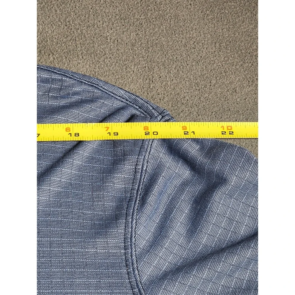 Haggar Polo Shirt Men XL Blue Collared Long Sleeve Quarter Buttons